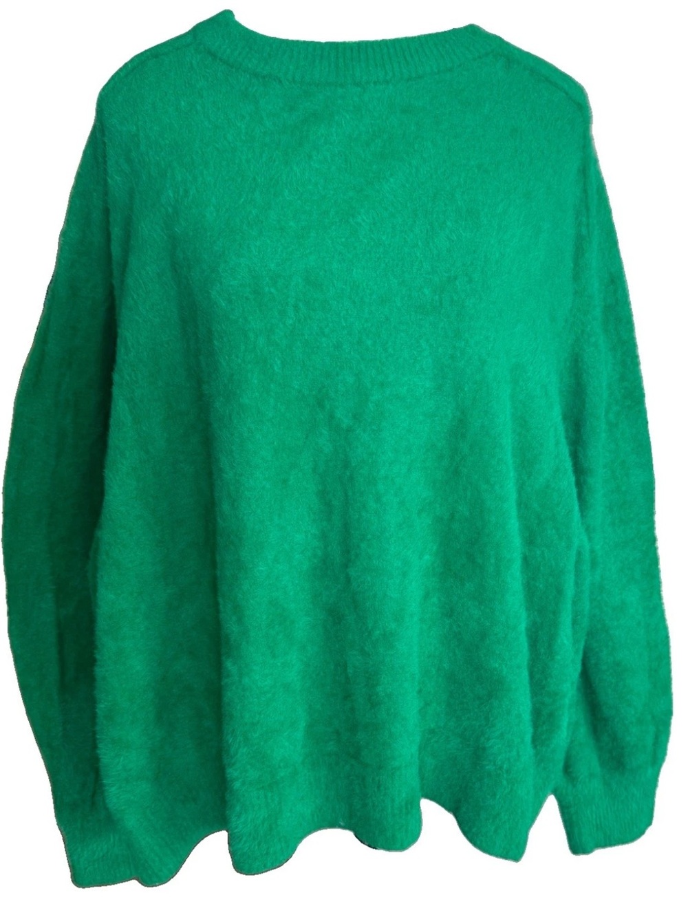 Aerie Fuzzy Sweater Emerald Green Oversized Crewneck XL Balloon Sleeve Slouchy